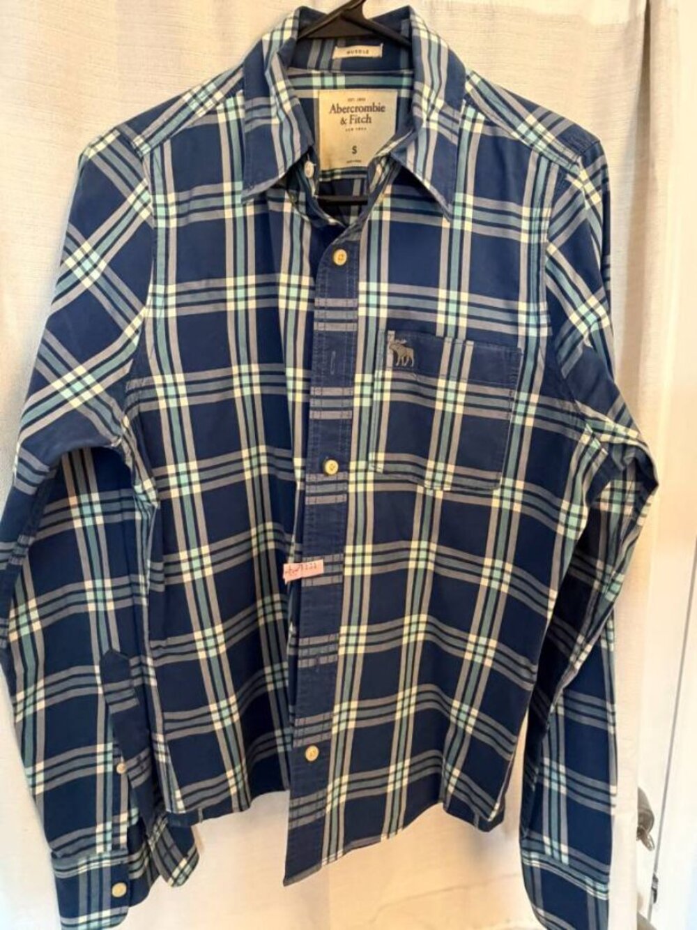 Abercrombie & Fitch - Plaid Shirt - Small Blue /W white stripes